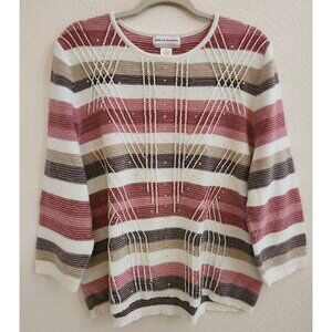 Alfred Dunner Multi-Colored Round Neck Long Sleeve Plus Size Sweater sz 2X